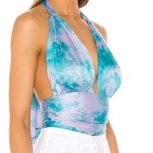 Privacy Please VENICE Sz S Tie Dye Satin Halter Top